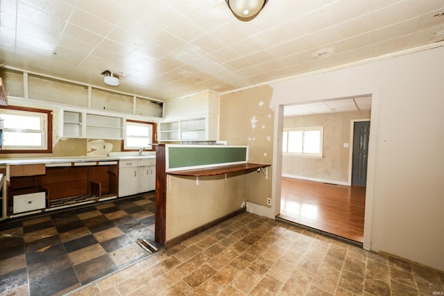 kitchen featuring ornamental molding and sink