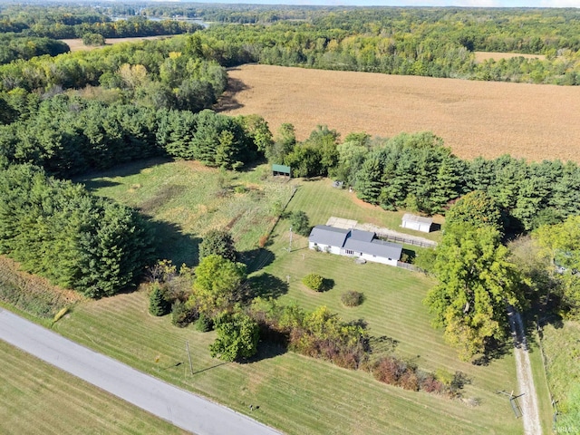 aerial view featuring a rural view