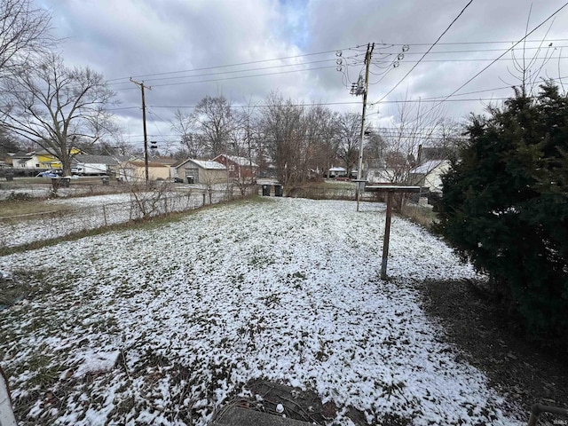 view of yard covered in snow