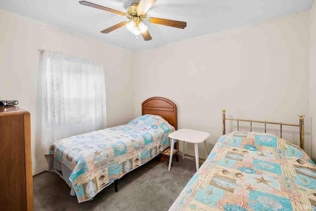 bedroom featuring carpet flooring and ceiling fan