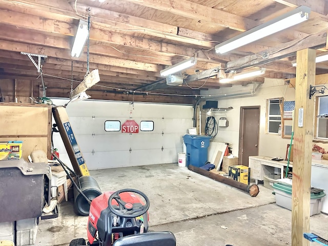 garage with a garage door opener