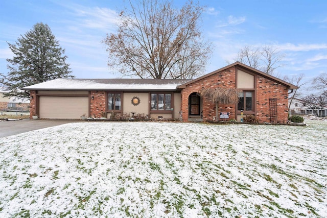 single story home with a garage