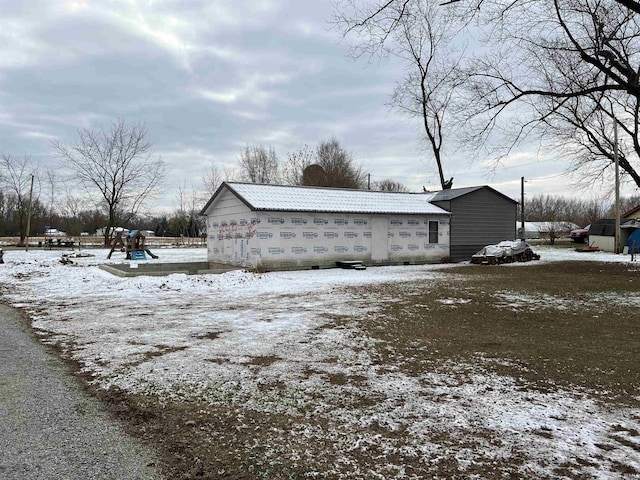 view of snow covered property