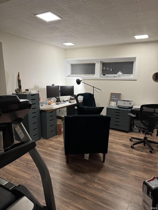 office space featuring hardwood / wood-style floors