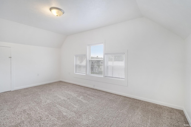 bonus room featuring carpet floors and vaulted ceiling