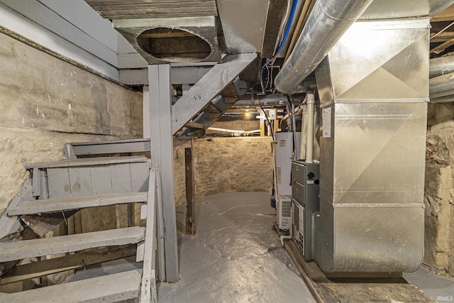 basement with gas water heater