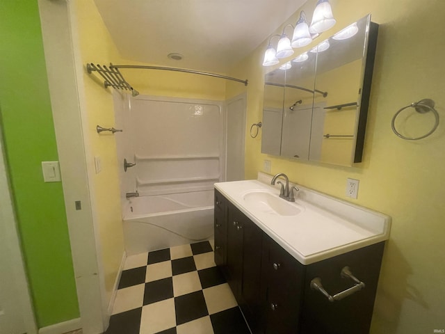 bathroom featuring vanity and tub / shower combination