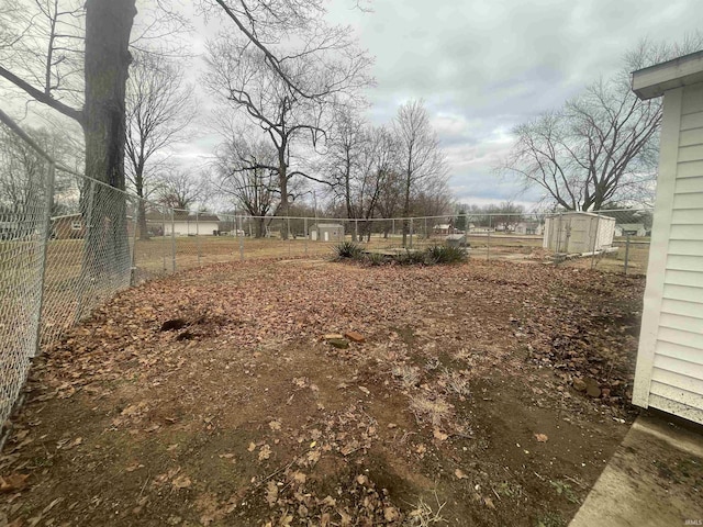 view of yard featuring a shed