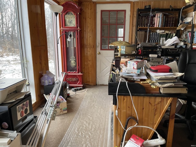 view of carpeted home office