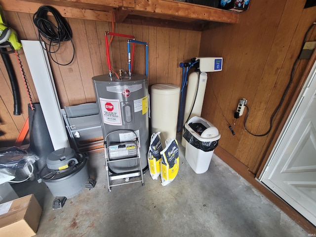 utility room with water heater