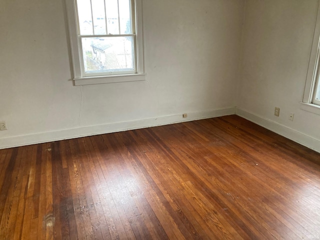 spare room featuring dark hardwood / wood-style flooring