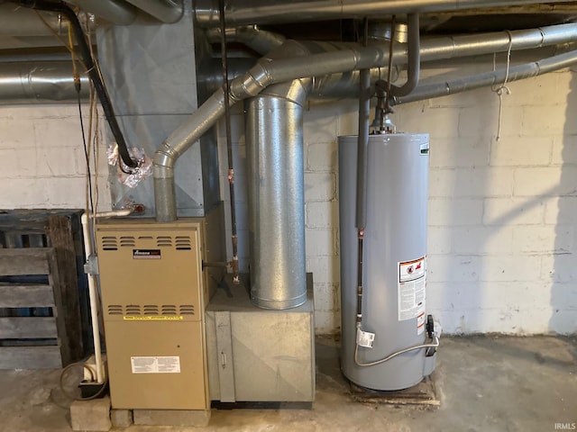 utility room with water heater