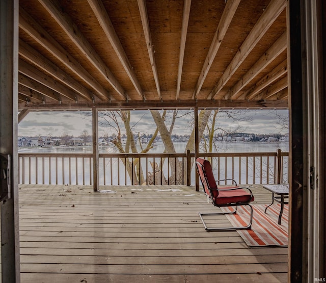 view of snow covered deck