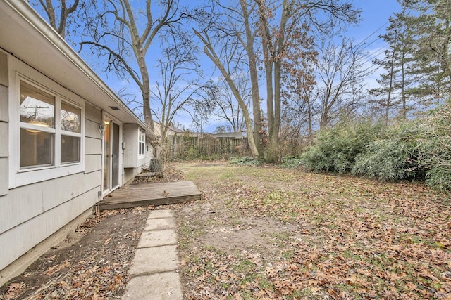 view of yard with a deck