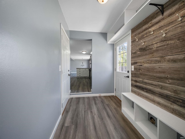 mudroom featuring dark hardwood / wood-style flooring