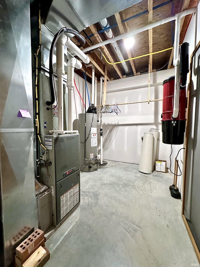 basement featuring water heater