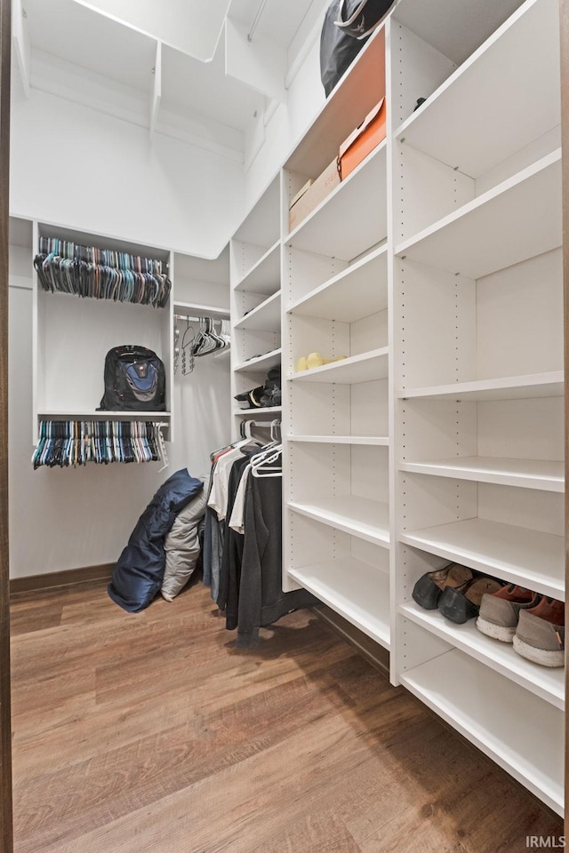 walk in closet featuring hardwood / wood-style flooring