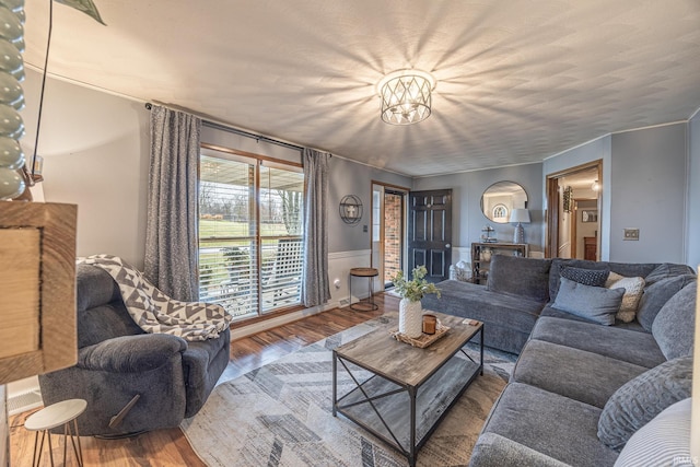 living room with wood-type flooring