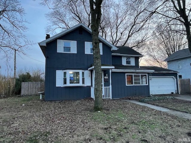 view of front property with a garage