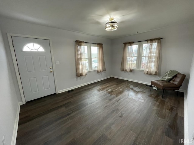 entryway with dark hardwood / wood-style floors