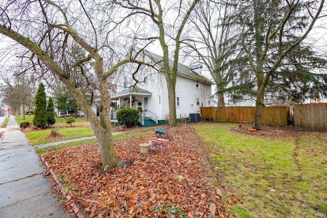 view of yard featuring central AC