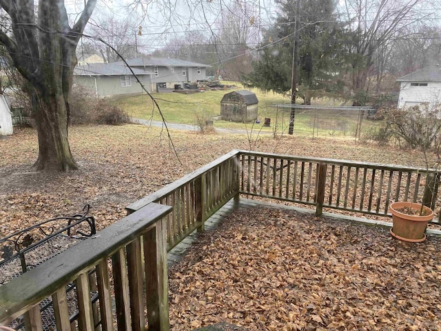 deck with an outdoor structure