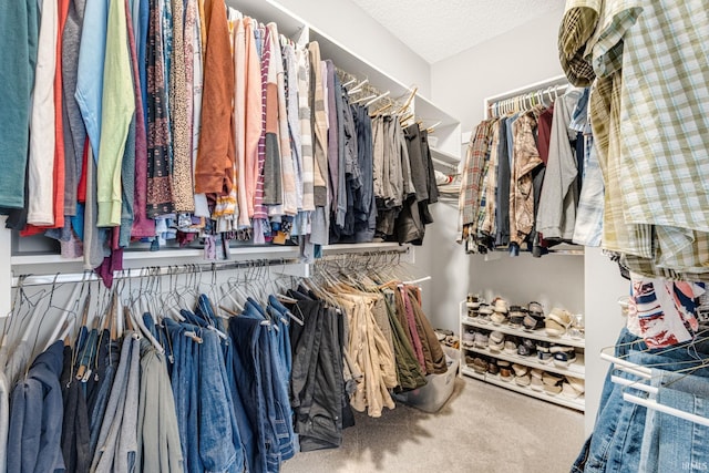 spacious closet with carpet