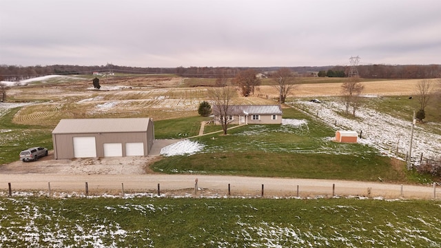 aerial view with a rural view