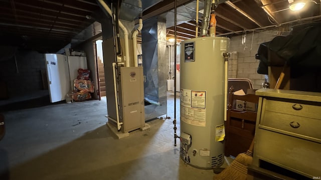 basement with gas water heater