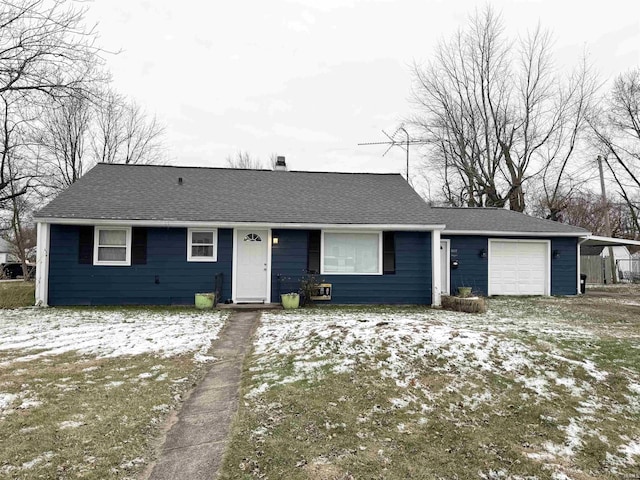 single story home featuring a garage