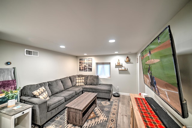 living room featuring wood-type flooring