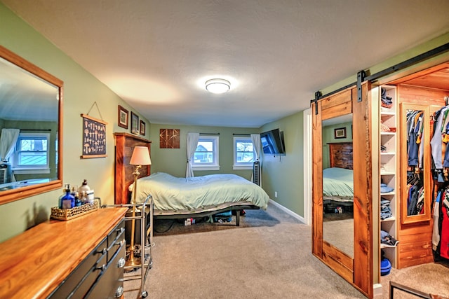 bedroom with carpet flooring and a closet