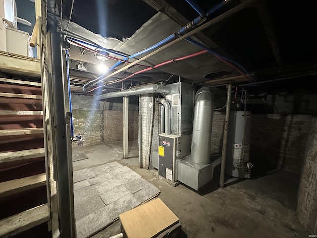 basement with gas water heater