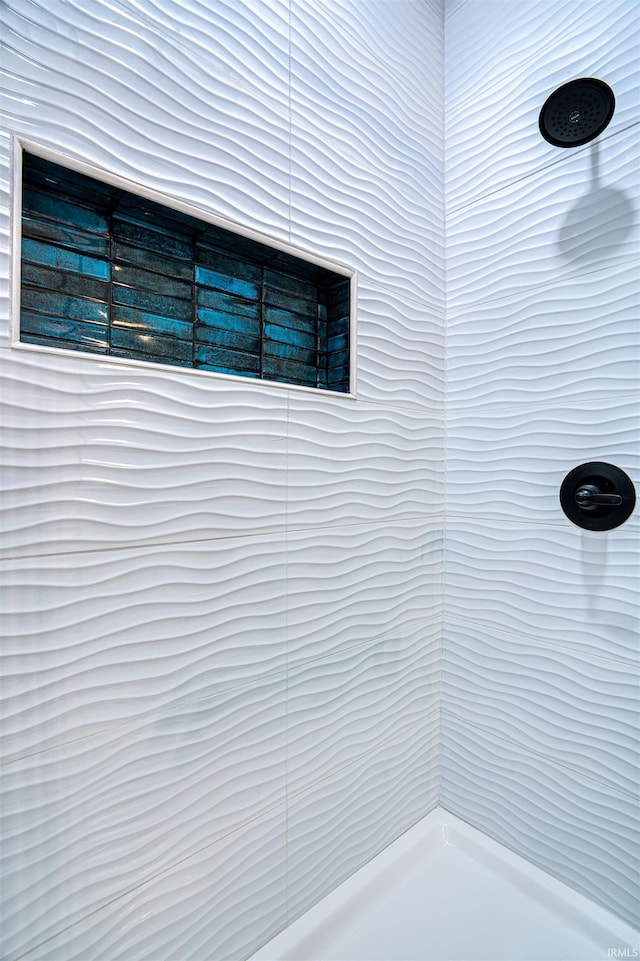 interior details with tiled shower