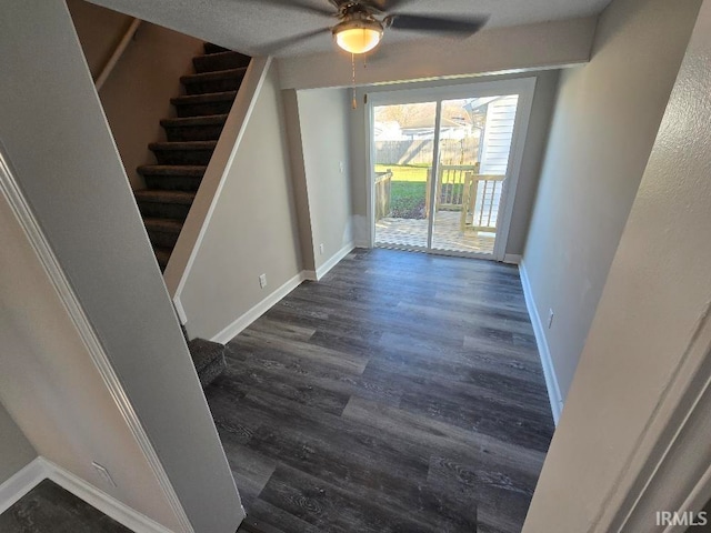 interior space with dark wood-type flooring