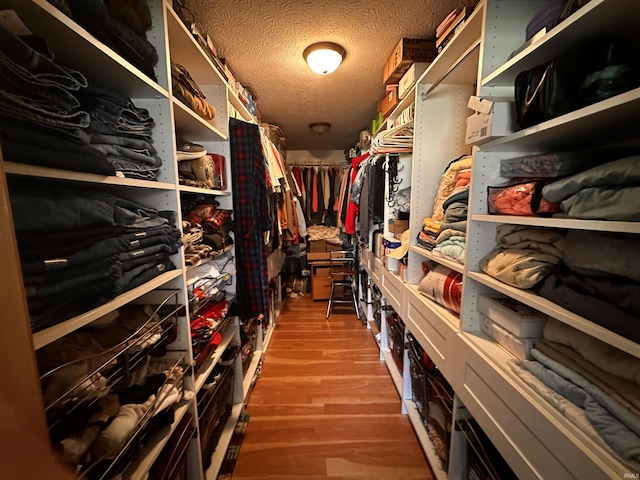 walk in closet featuring wood-type flooring