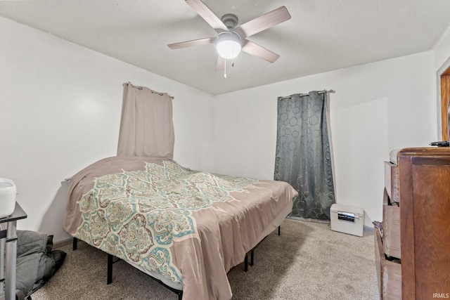 bedroom with carpet flooring and ceiling fan