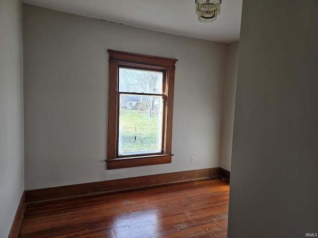 unfurnished room featuring a wealth of natural light and dark wood-type flooring