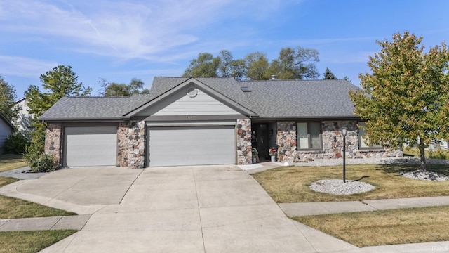 single story home featuring a garage