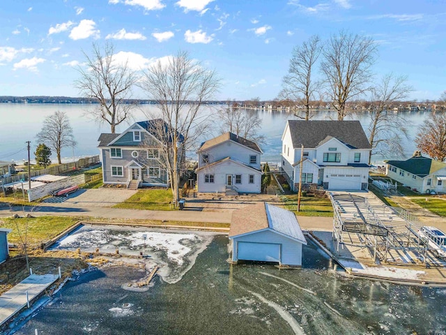 exterior space featuring a water view