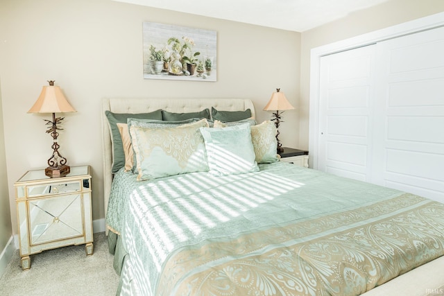 bedroom with a closet and carpet floors