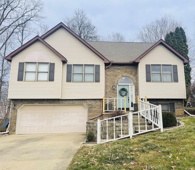 bi-level home featuring a garage