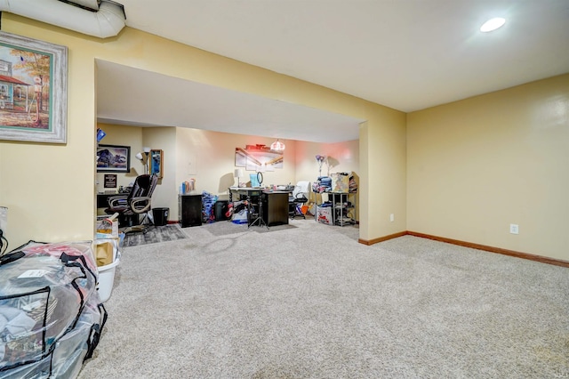 interior space featuring carpet flooring