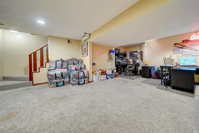 basement featuring carpet floors