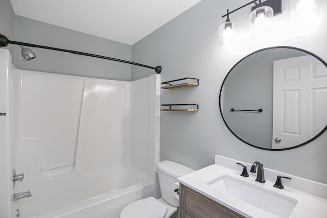 full bathroom featuring vanity, toilet, and bathing tub / shower combination