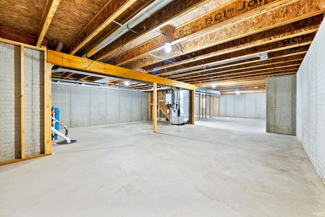 basement featuring heating unit