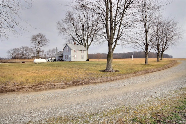 view of road with a rural view