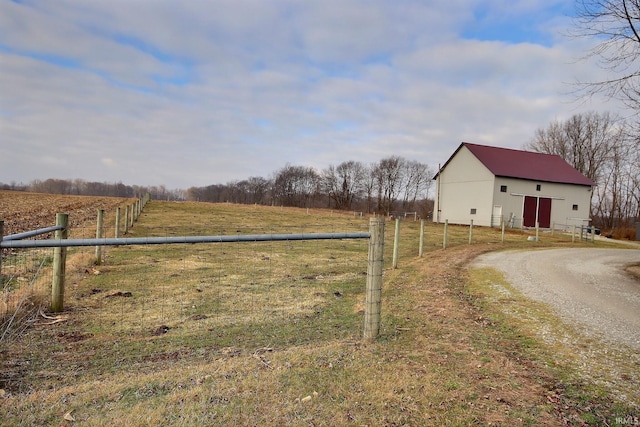 exterior space featuring a rural view