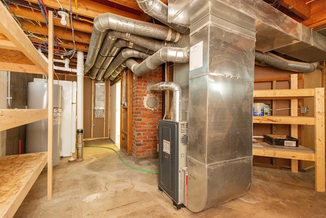 utility room with water heater