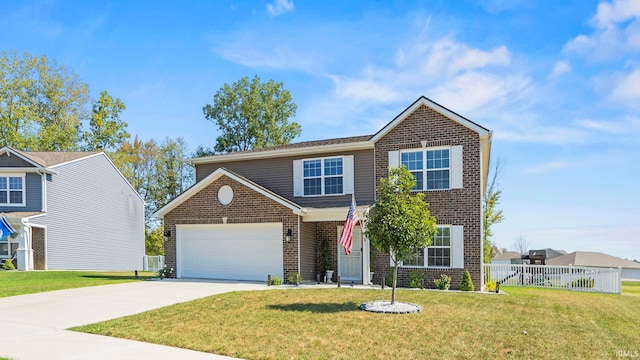 view of front facade featuring a garage and a front yard